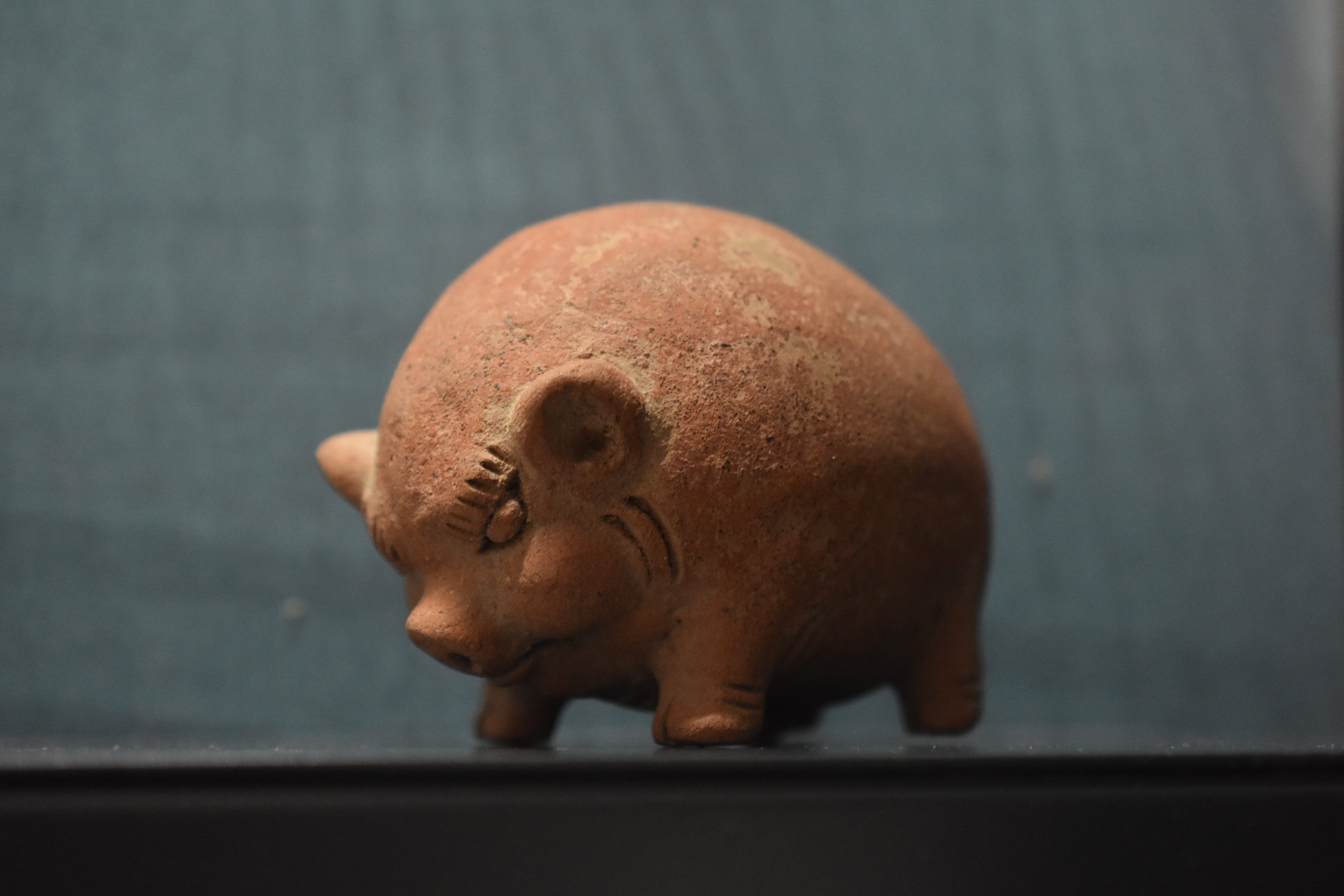 The Majapahit piggy bank on display at the Ashmolean Museum.