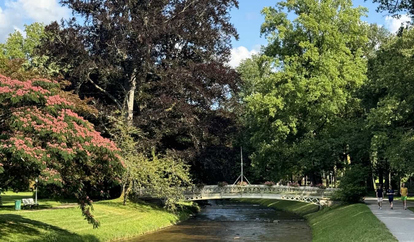 A quiet, scenic view near the river in Baden-Baden in the Black Forest area of Germany