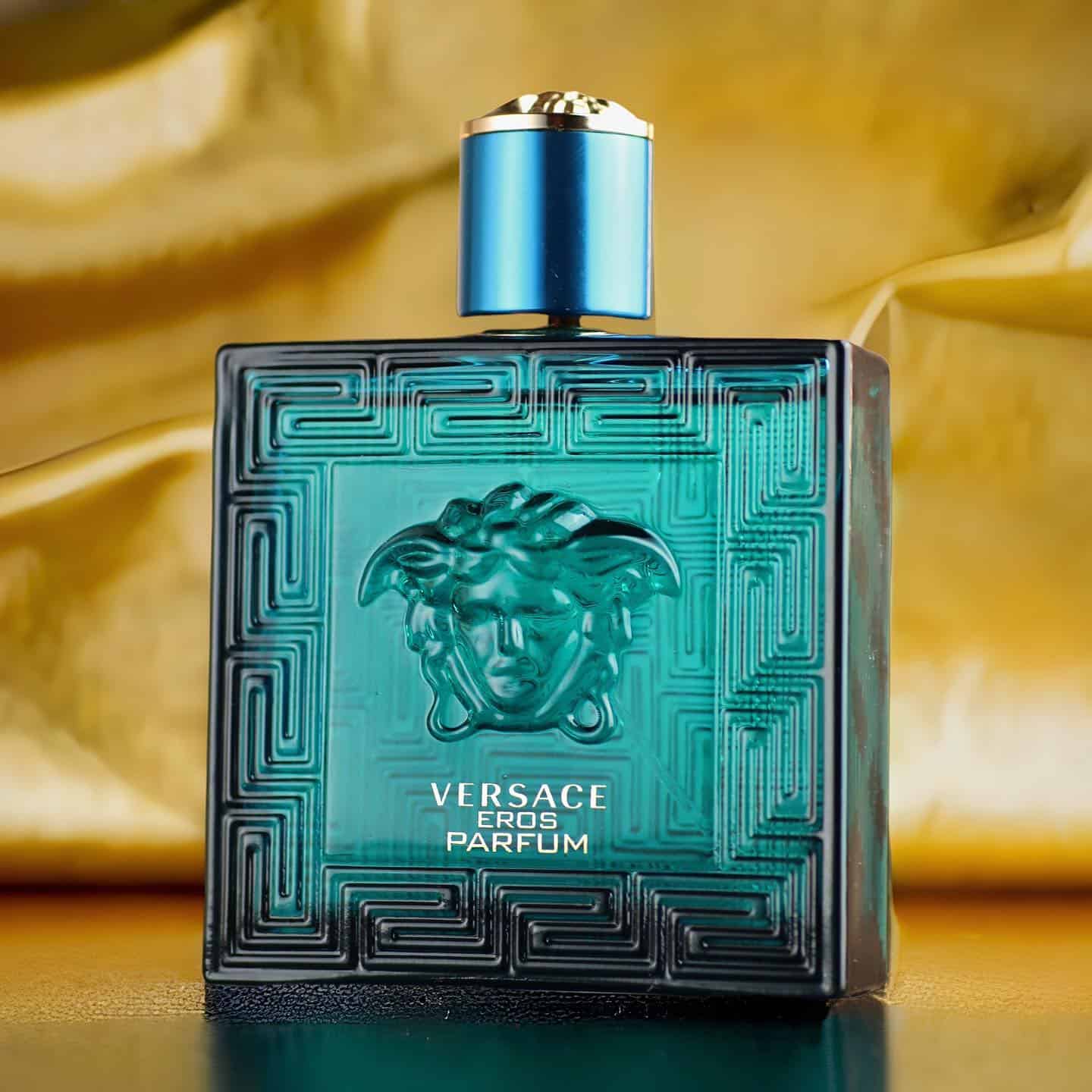 a bottle of versavce eros parfum