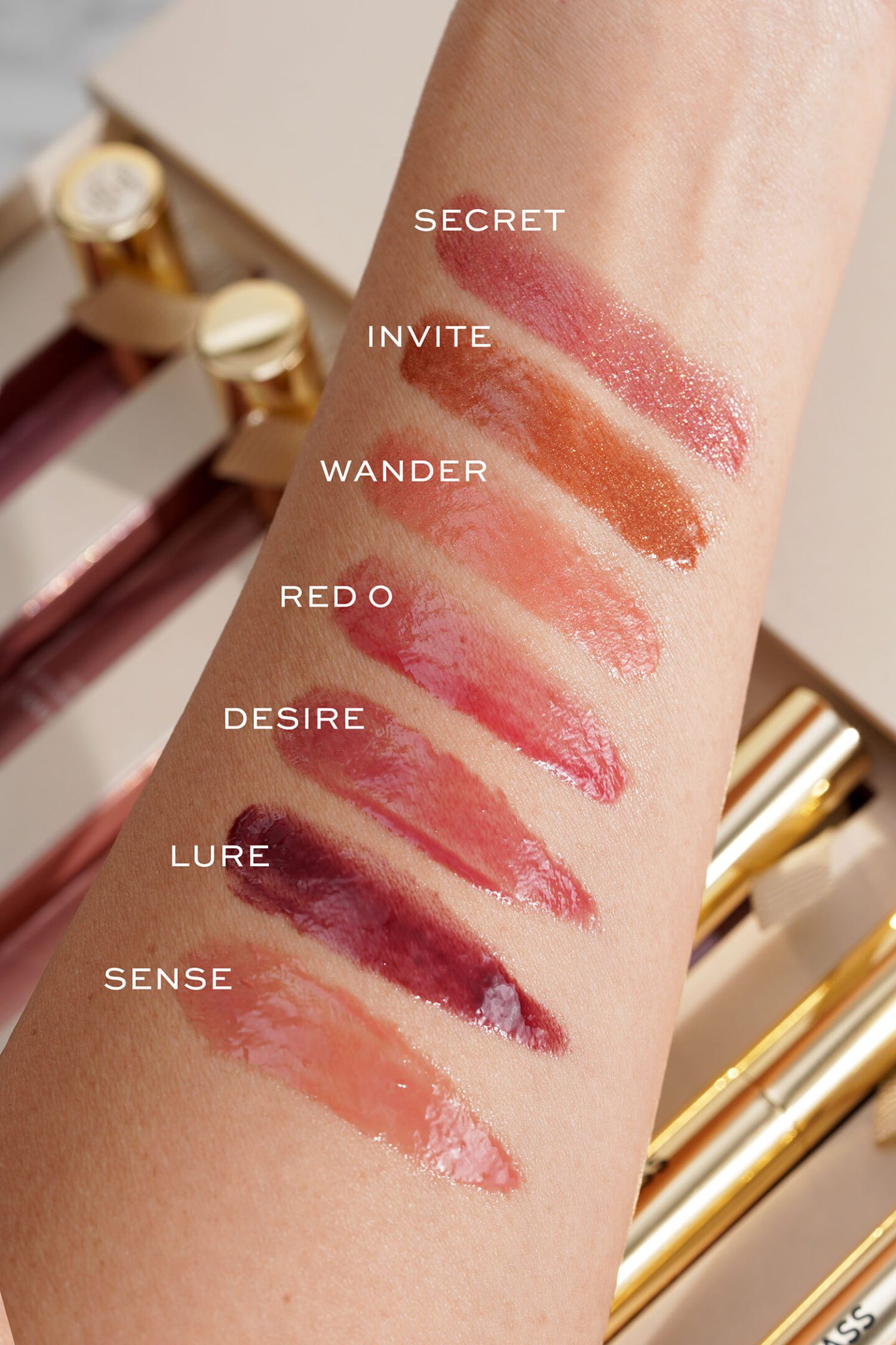 Hourglass Phantom Volumizing Glossy Lip Balm swatches