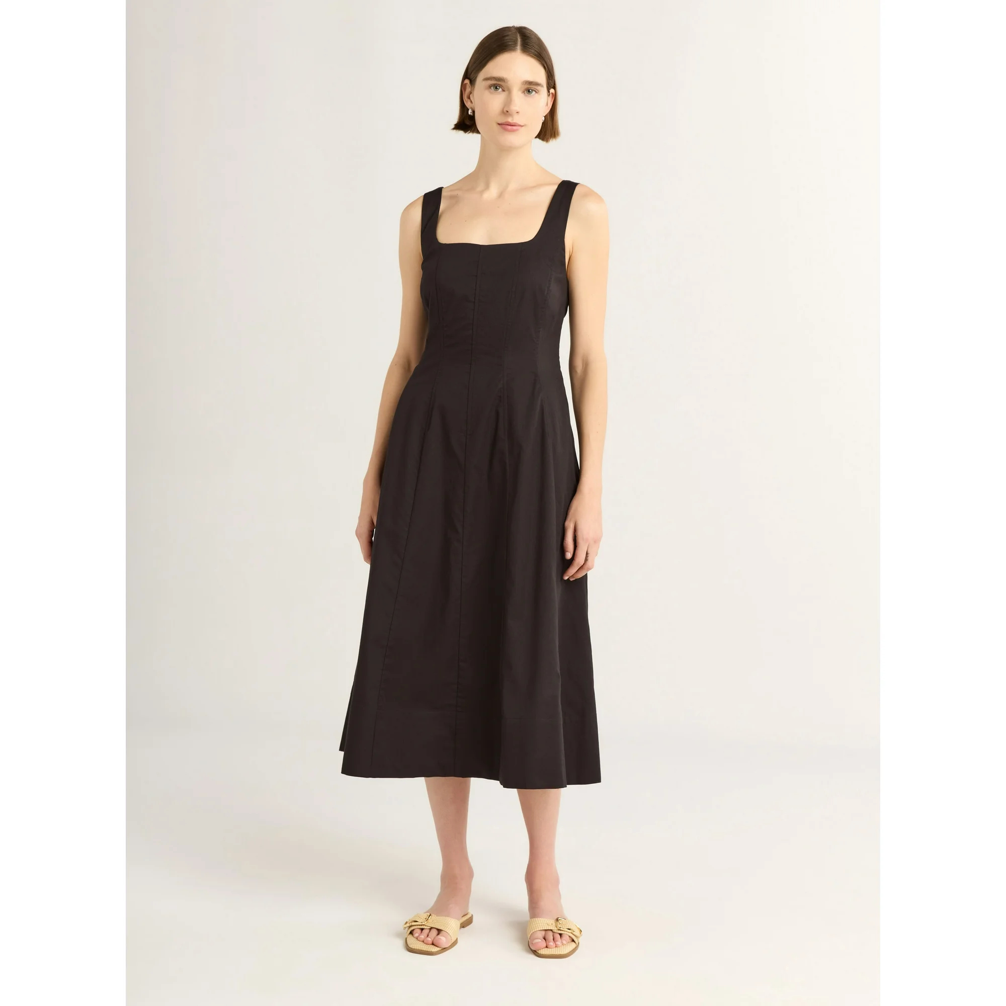 Free Assembly Sleeveless Square Neck Midi Dress