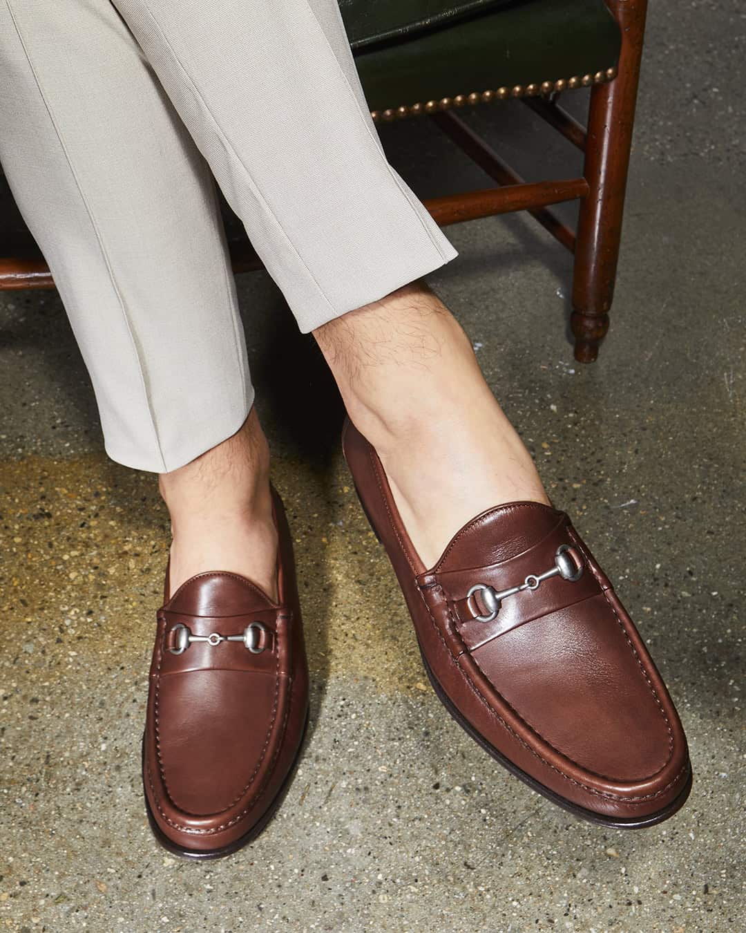 wearing a pair of allen edmonds verona ii loafers