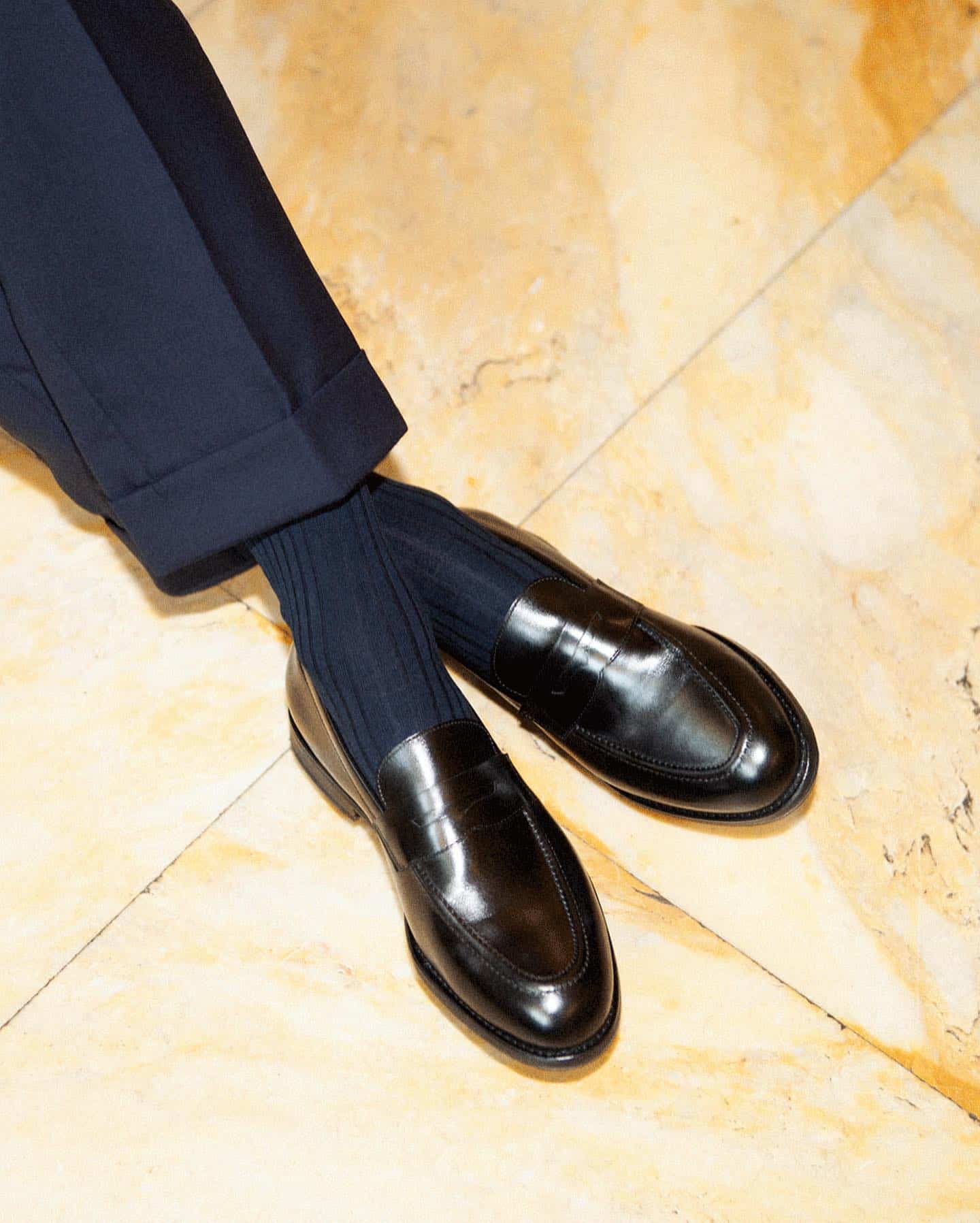wearing a pair of myrqvist loafers