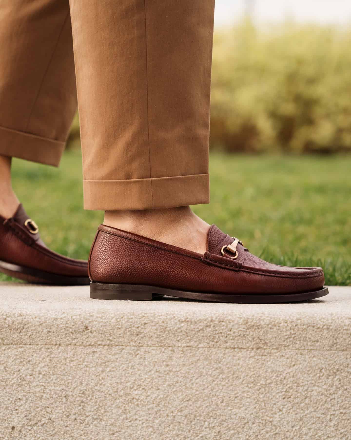 wearing a pair of velasca loafers