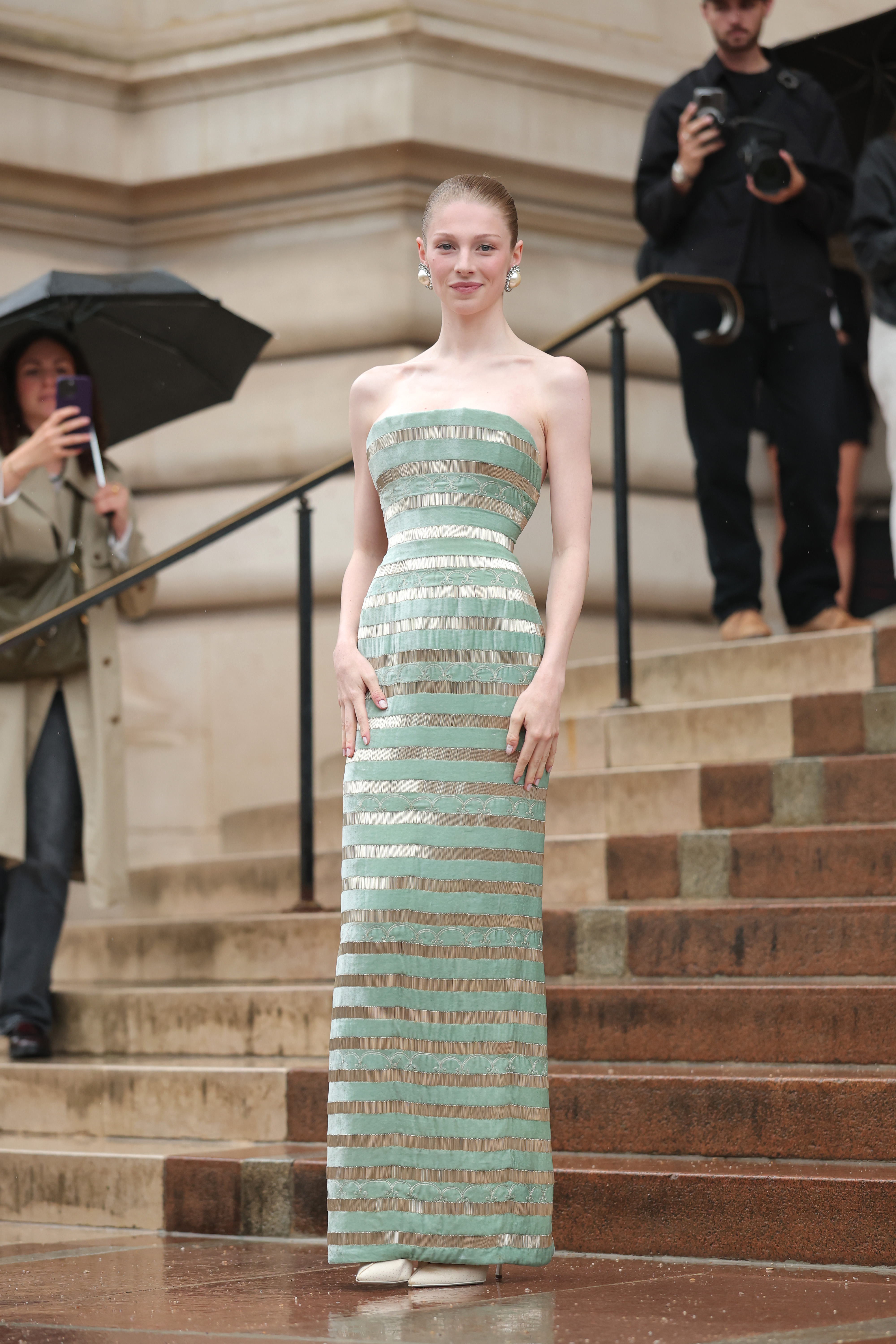 Hunter Schafer attends the Schiaparelli Haute Couture Fall/Winter 2025/2026 show as part of Paris Fashion Week