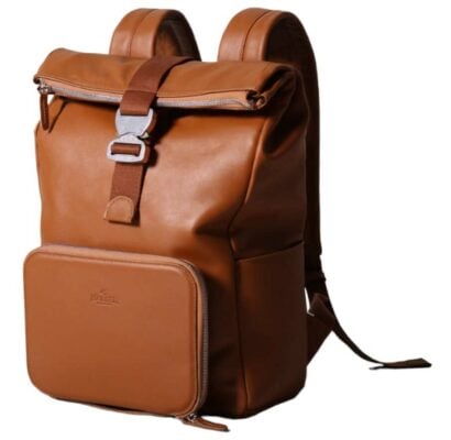 Harber London Leather Roll Top Backpack