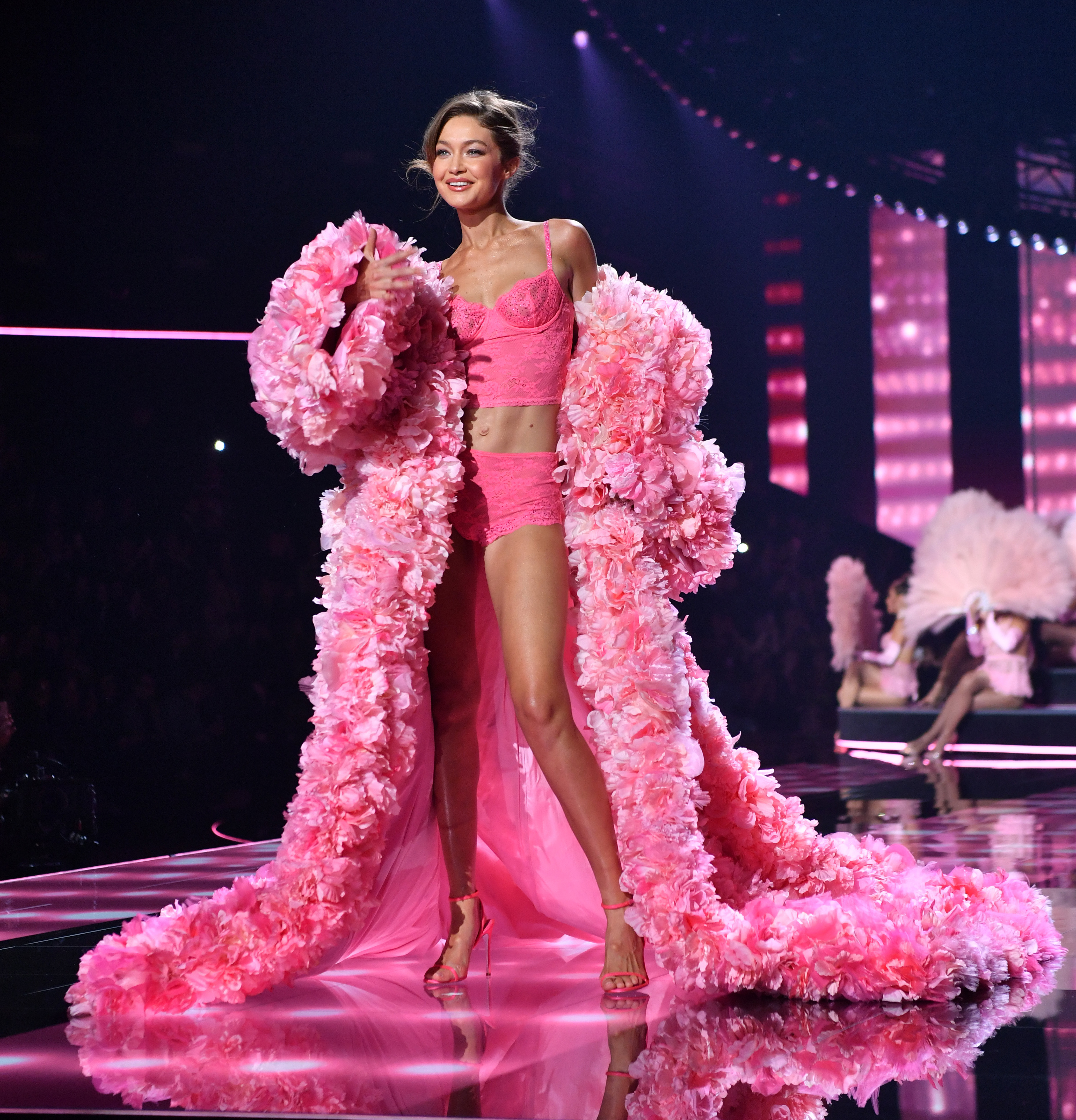 Model on the victoria's secret fashion show runway 2025.