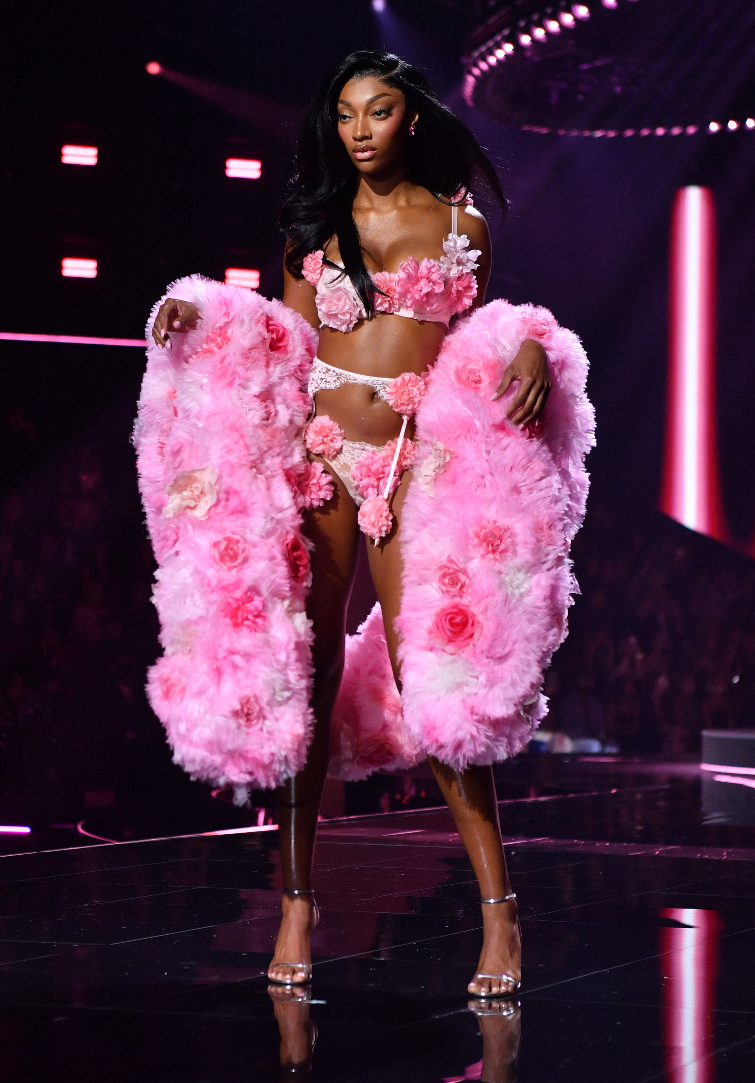 Model on the victoria's secret fashion show runway 2025.
