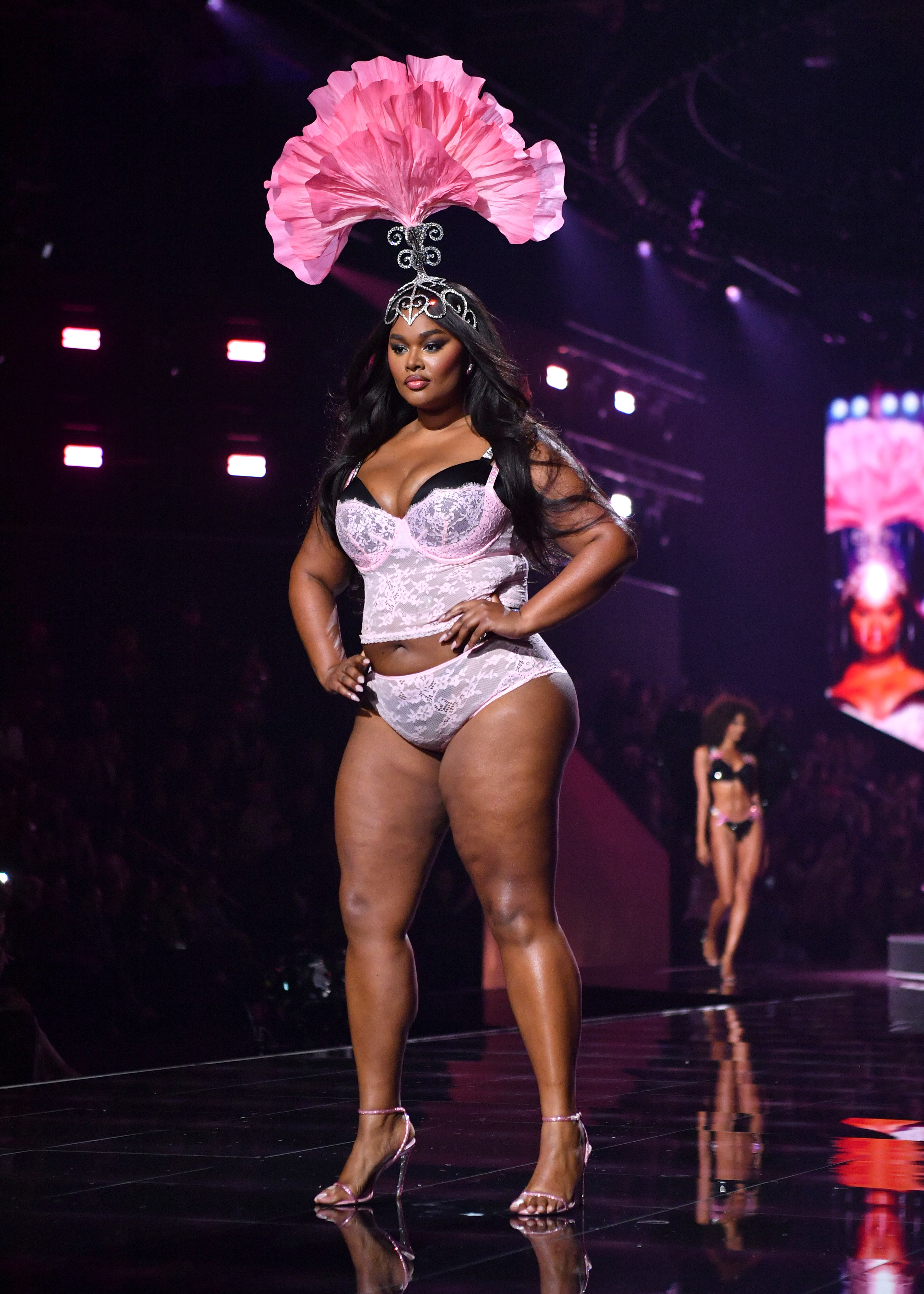 Model on the victoria's secret fashion show runway 2025.