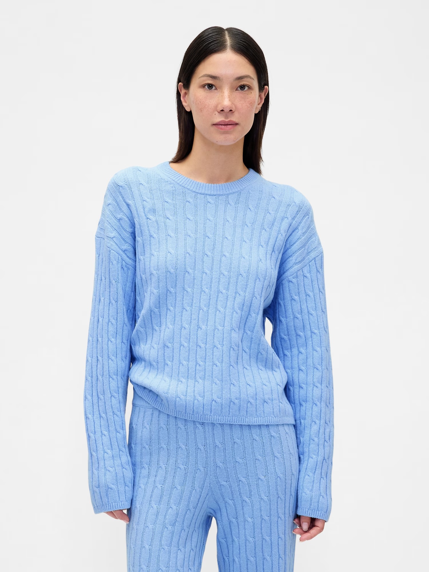 gap, CashSoft Cable-Knit Crewneck Sweater