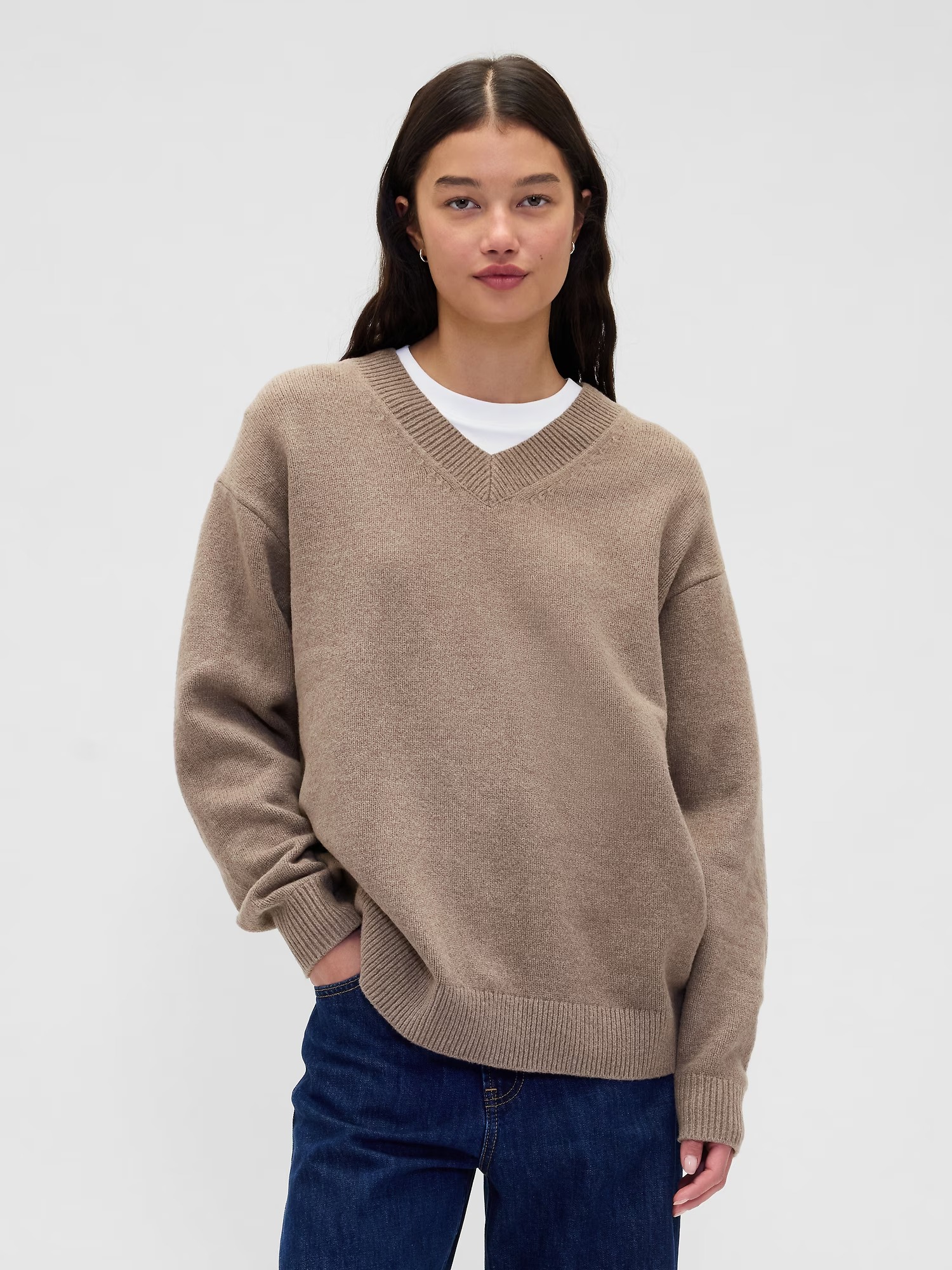 gap, CashSoft Oversized V-Neck Sweater