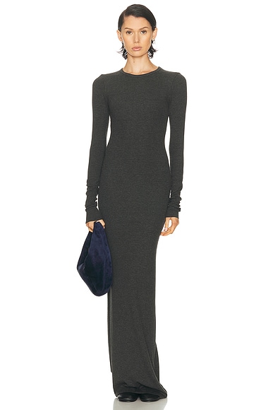 Long Sleeve Crewneck Butter Rib Maxi Dress