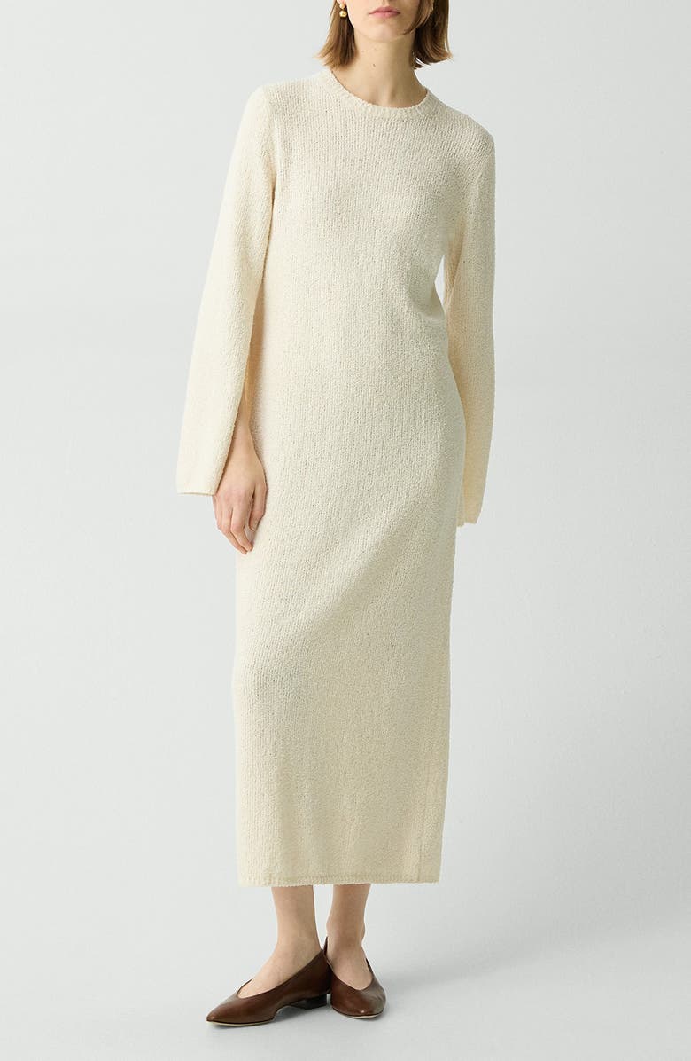 Long Sleeve Organic Cotton Blend Boucl&eacute; Sweater Dress